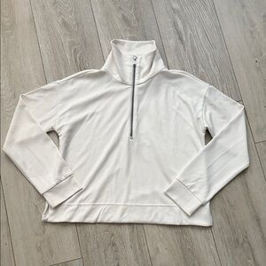 Athleta White Quarter-Zip Pullover size S